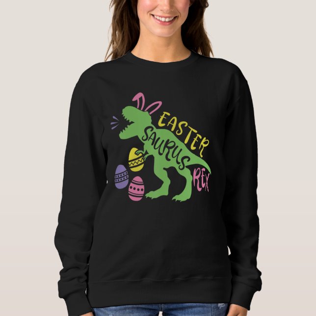 Sweatshirt Pâques Saurus Rex Egg Kids Rex Dinosaur Joyeux Est (Devant)