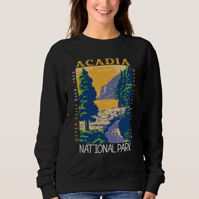 Sweatshirt Parc national Acadia Bar Port Otter Cliff Rétro (Devant)