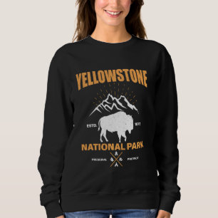 Sweatshirt Parc national de Bison Yellowstone Buffalo Vintage