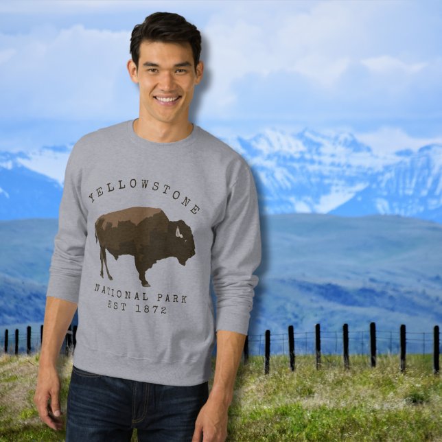 Sweatshirt Parc national de Bison Yellowstone Établi Daté (Créateur téléchargé)