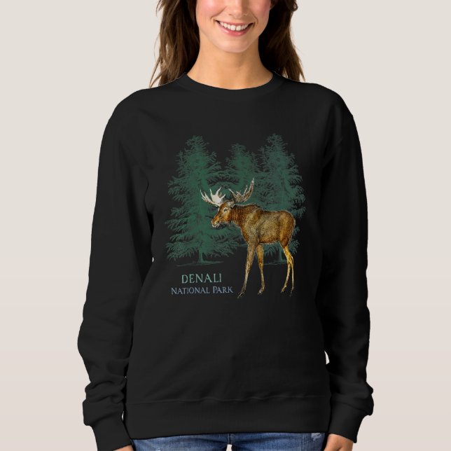 Sweatshirt Parc national de Denali Alaska Usa Moose Trees (Devant)