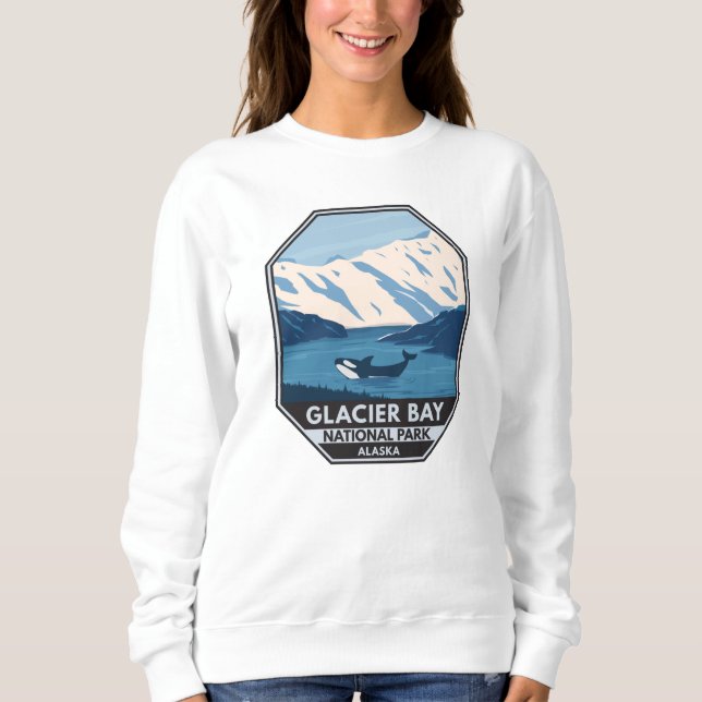 Sweatshirt Parc national de Glacier Bay Alaska Orca Art Vinta (Devant)