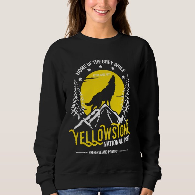 Sweatshirt Parc national de Yellowstone Loup gris Randonnée e (Devant)