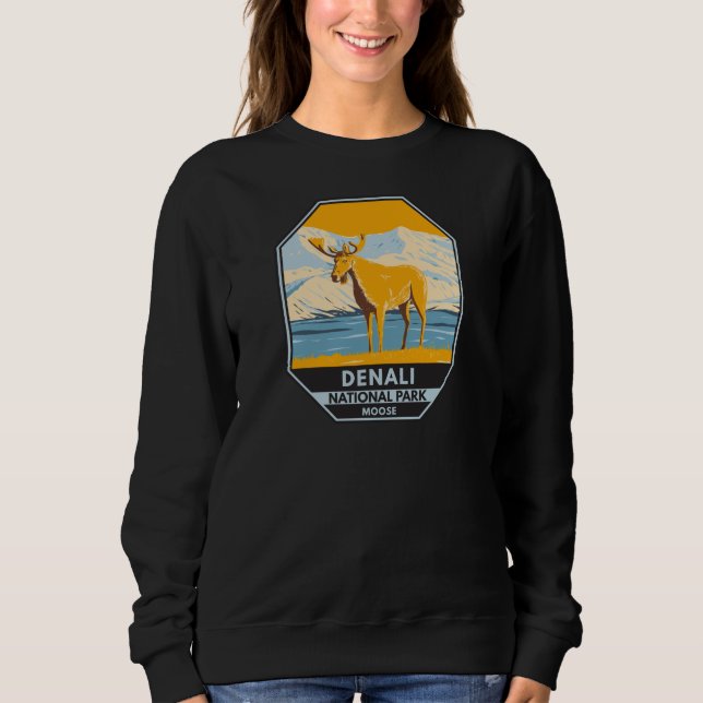 Sweatshirt Parc national du Denali Alaska Moose Vintage (Devant)