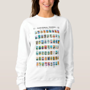 Sweatshirt Parcs nationaux des États-Unis Liste Vintage
