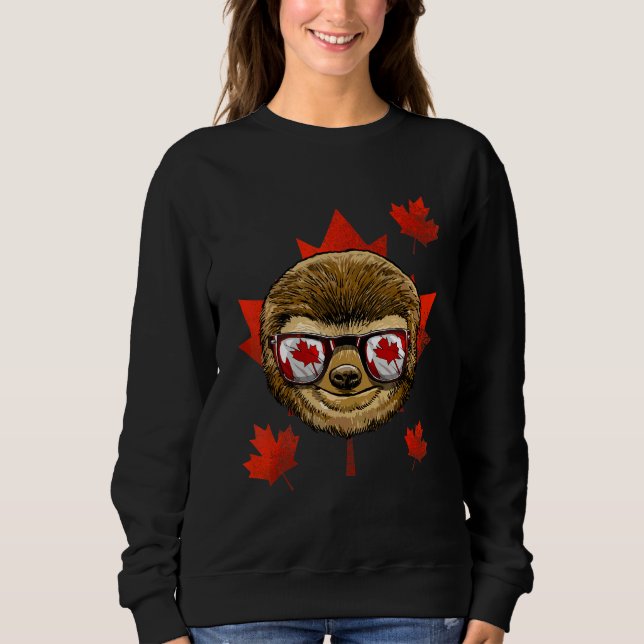 Sweatshirt Paresseux Canadien Feuille D'érable Drapeau Canada (Devant)