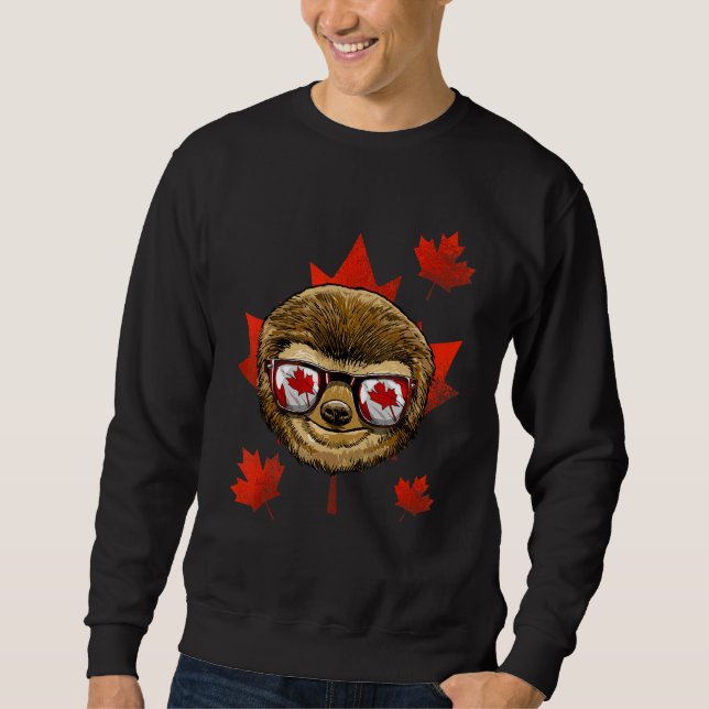 Sweatshirt Paresseux Canadien Feuille D'érable Drapeau Canada (Devant)
