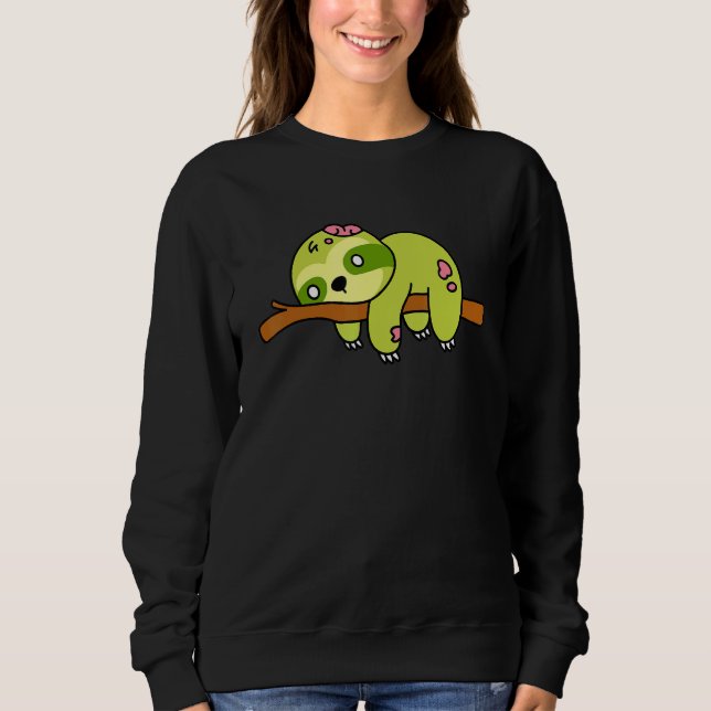 Sweatshirt Paresseux Zombie Graphique d'Halloween d'Animal Mi (Devant)