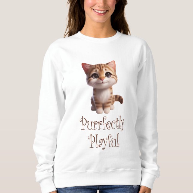 Sweatshirt Parfaitement ludique chat mignon (Devant)