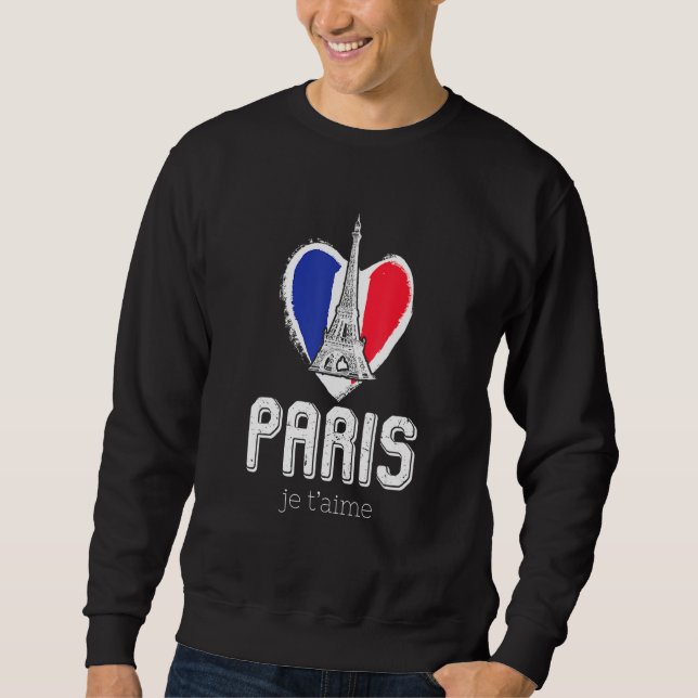 Sweatshirt Paris Eiffel Tower French Flag Sign Of Love I Love (Devant)