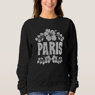 Sweatshirt Paris Flowers Distressed White Print