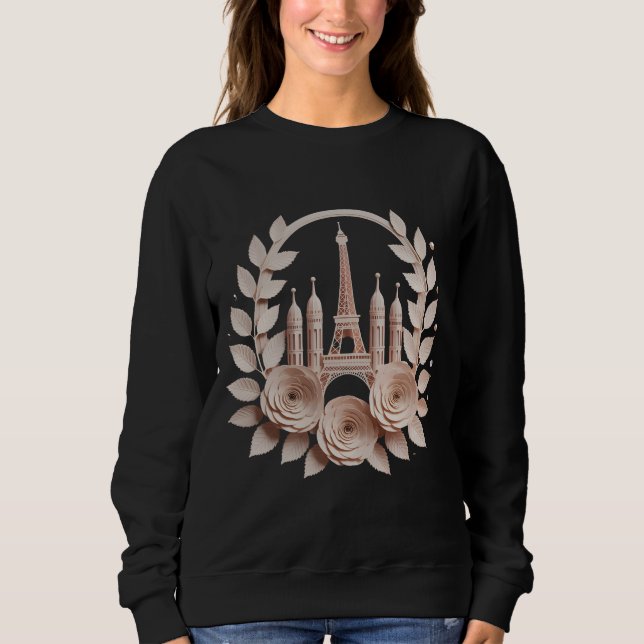 Sweatshirt Paris Paper-Cut Floral Art T-Shirt  (Devant)