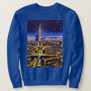 Sweatshirt Paris sous un ciel étoilé violet