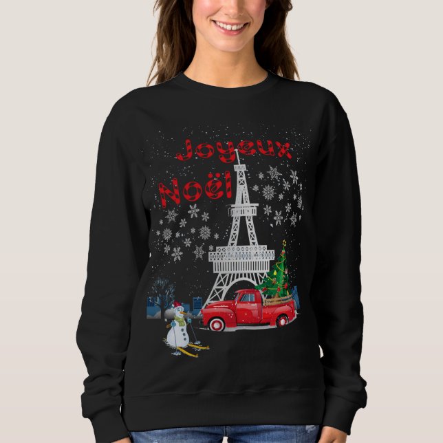 Sweatshirt Paris Tour Eiffel Arbre de Noël Camion Rouge (Devant)