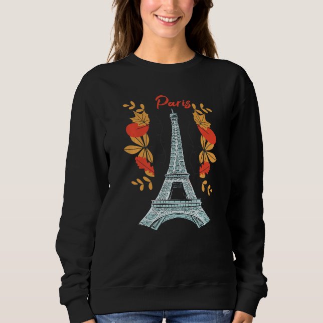 Sweatshirt Paris With Autumn Leaves Eiffel Tower in Fall Fren (Devant)