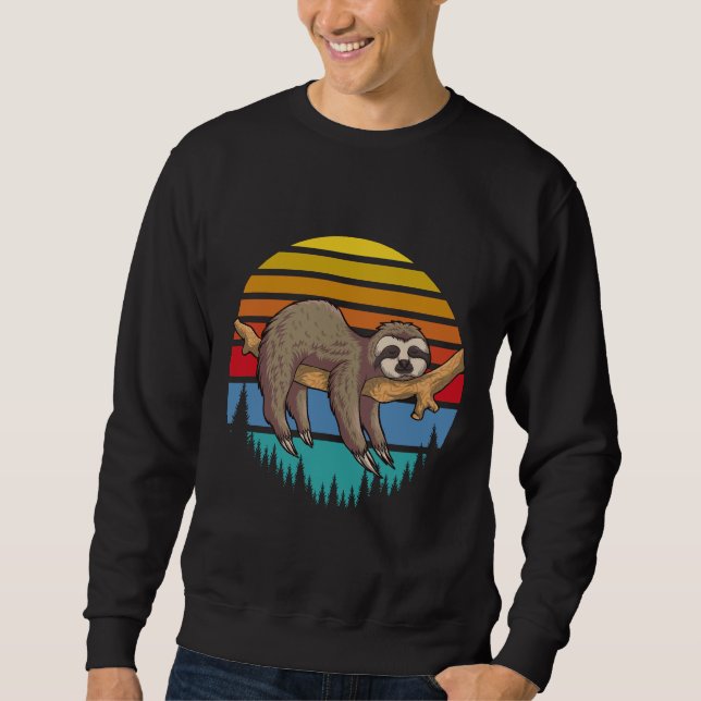 Sweatshirt Paroi Laze Sur Branche Avec Coucher De Soleil Rétr (Devant)