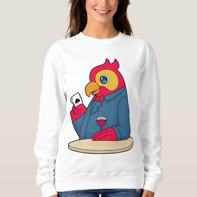Sweatshirt Parrot au Poker avec cartes de Poker (Devant)