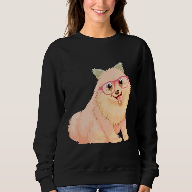 Sweatshirt Parti Poméranien avec lunettes (Devant)