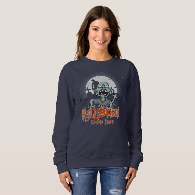 Sweatshirt Parti Zombie d'Halloween | Femmes (Devant entier)