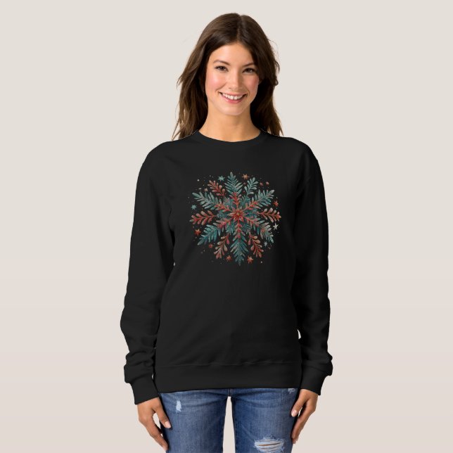 Sweatshirt Parties scintillant Aquarelle Flocon de neige (Devant entier)