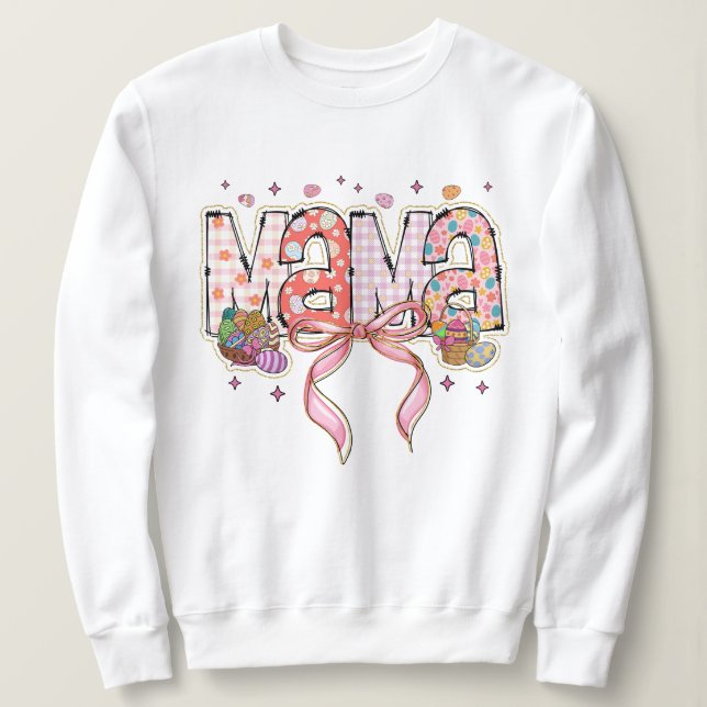 Sweatshirt Parties scintillant pour femmes Pâques Mama Coquet (Design devant)
