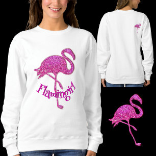 Sweatshirt Parties scintillant rose flamingo - texte personna