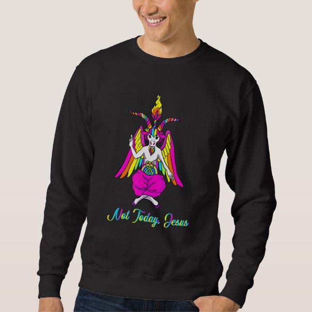 Sweatshirt Pas aujourd'hui Jésus Satanique Baphomet Chèvre Fa (Devant)