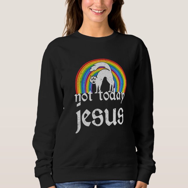 Sweatshirt Pas Jésus Aujourd'hui Arc-en-Ciel Chat Satanique G (Devant)