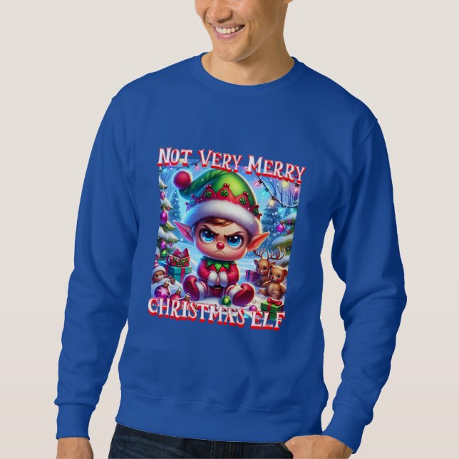 Sweatshirt Pas très joyeux elf de Noël (Devant)
