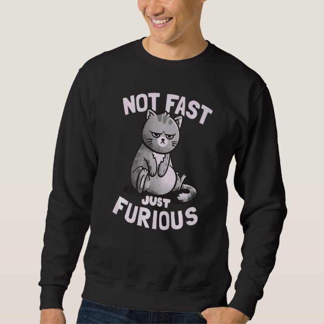 Sweatshirt Pas Vite Juste Furieux Mignonne Chat Drôle (Devant)