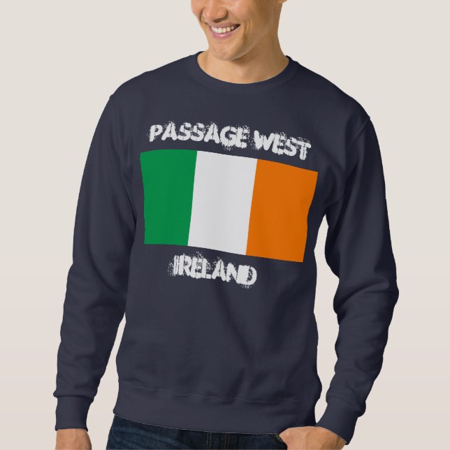 Sweatshirt Passage Ouest, Irlande avec drapeau irlandais (Devant)