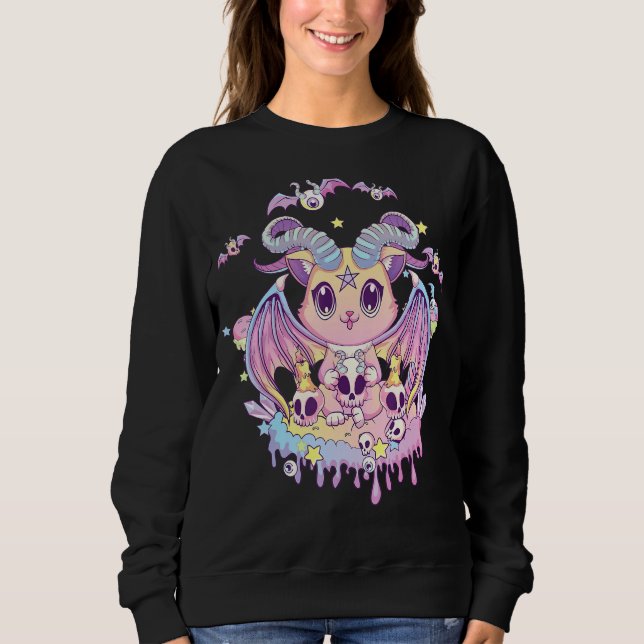 Sweatshirt Pastel Goth Krampus Cat Cute Déplaisant Devil Cat (Devant)