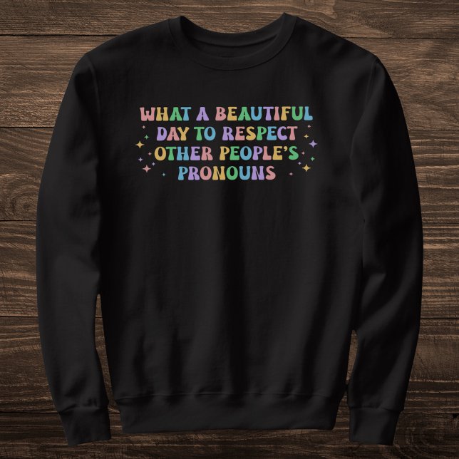 Sweatshirt Pastel Rainbow Pronoun Respect (Créateur téléchargé)