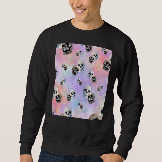 Sweatshirt Pastel Tie Dye Skeleton Motif (Devant)