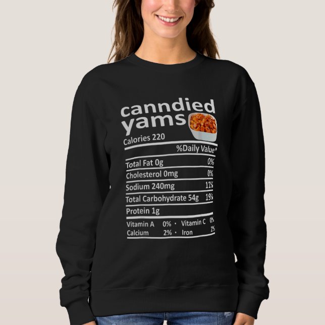 Sweatshirt Patates douces confites Nutrition Faits sur l'alim (Devant)