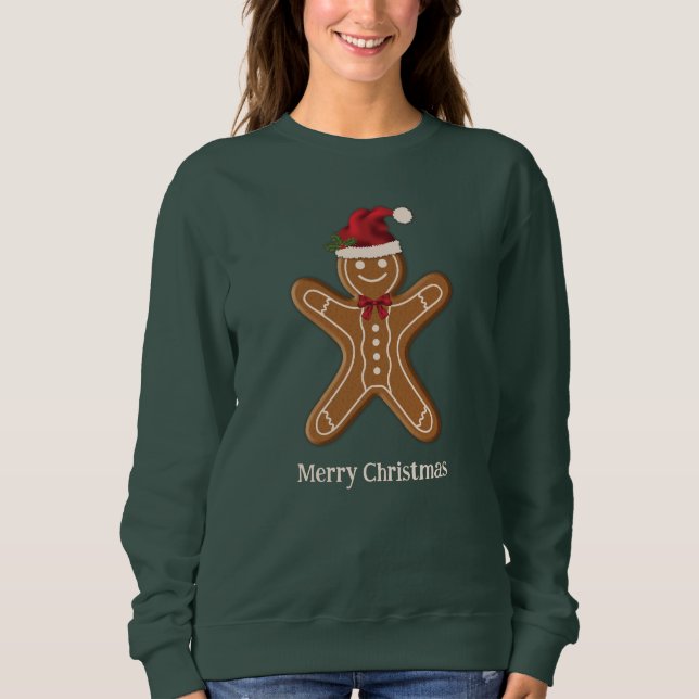 Sweatshirt Pâtisserie de Noël au Gingembre avec Texte (Devant)