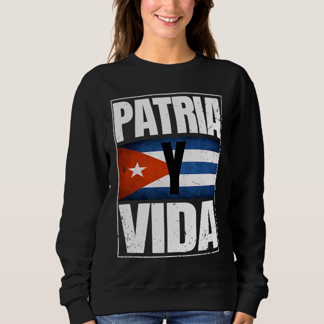 Sweatshirt Patria Cuba Y Vida Mouvement de liberté Drapeau cu (Devant)