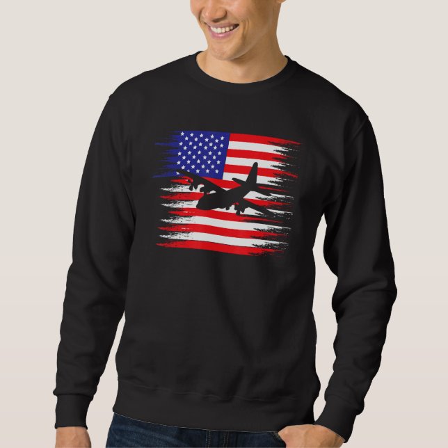 Sweatshirt Patrioctic C-130 Hercules Airplane Shirt USA Airpl (Devant)