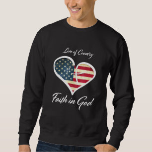Sweatshirt Patriotes foi chrétienne en Dieu Coeur Croix Améri
