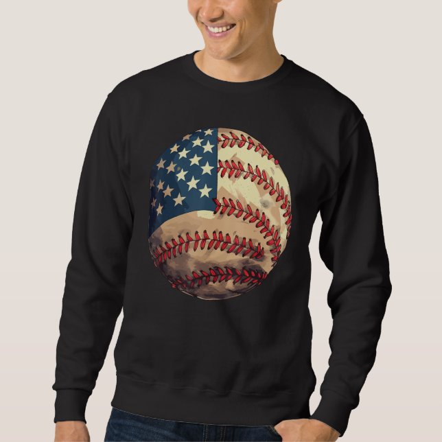 Sweatshirt Patriotic Baseball 4th Of July USA American Flag (Devant)