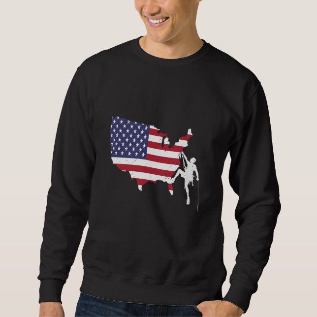 Sweatshirt Patriotic Climber Bouldering and Rock Climbing Ame (Devant)