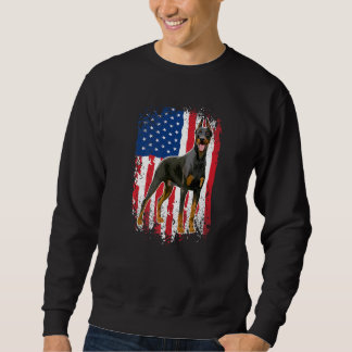 Sweatshirt Patriotic Doberman Pinscher Dog American Flag USA 