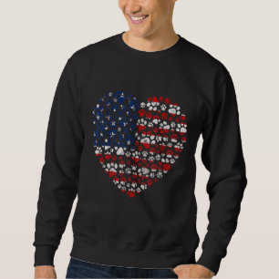 Sweatshirt Patriotic Love Heart American Flag Graphic Quatriè