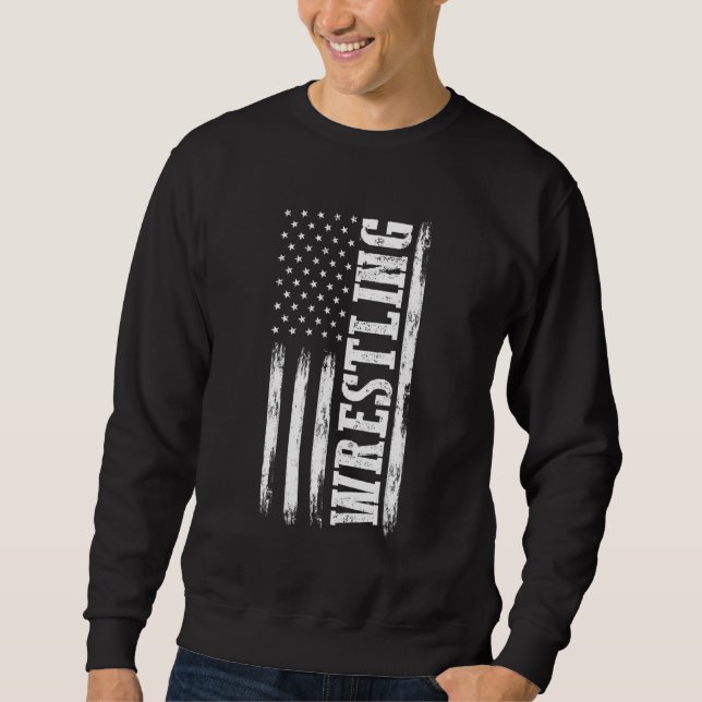 Sweatshirt Patriotic Wrestler  4th Of July  American Flag Wre (Devant)