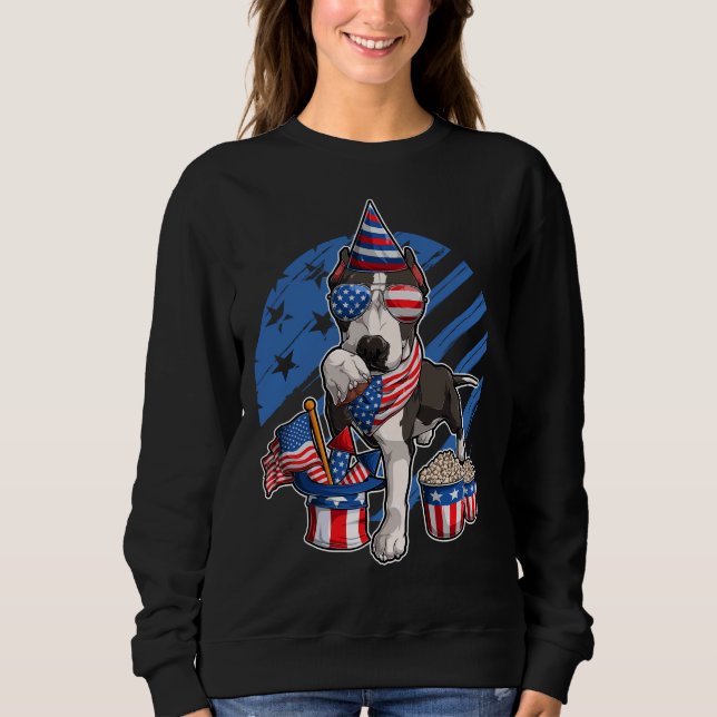 Sweatshirt Patriotique américain Pitbull Terrier Dog Us Drape (Devant)