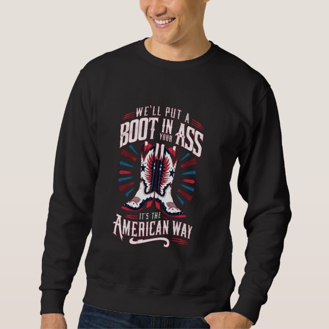 Sweatshirt Patriotique American Way Cowboy Boot Design (Devant)