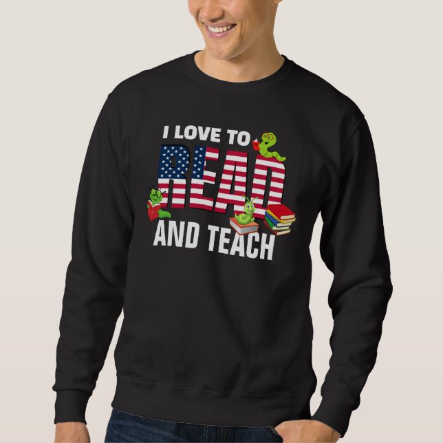 Sweatshirt Patriotique J'AIME LIRE ET ENSEIGNER America Drape (Devant)