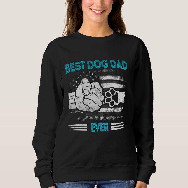 Sweatshirt Patriotique Meilleur Chien Papa Jamais Drôle Améri (Devant)