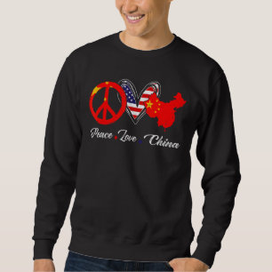 Sweatshirt Patriotique Peace Love China Drapeau American Hear