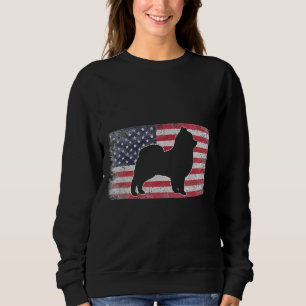 Sweatshirt Patriotique Poméranienne Américaine Drapeau Chien